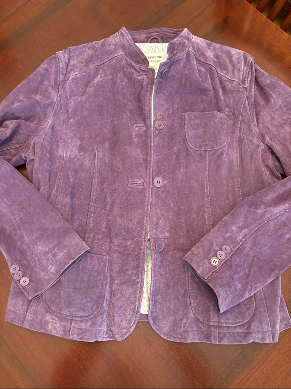 Purple Suede Button-Front Jacket